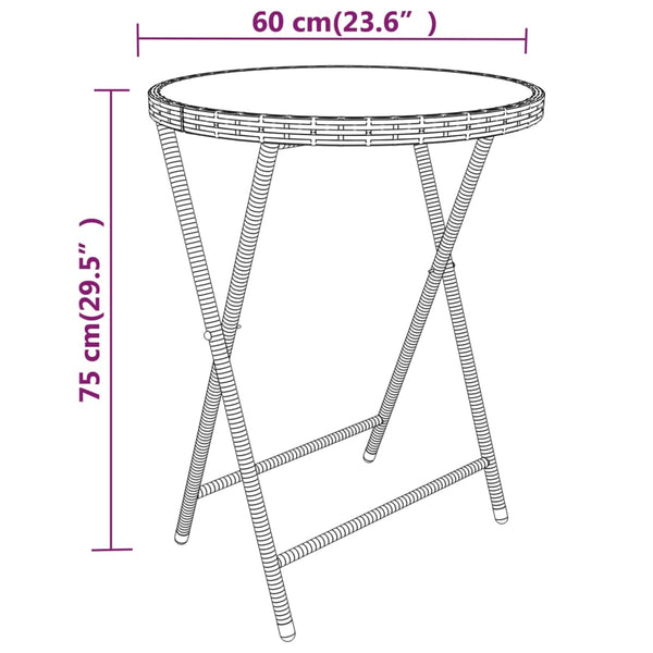 5-tlg. Garten-Bistro-Set Poly Rattan und Hartglas Schwarz