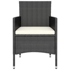 3-tlg. Garten-Essgruppe Poly Rattan und Hartglas Schwarz