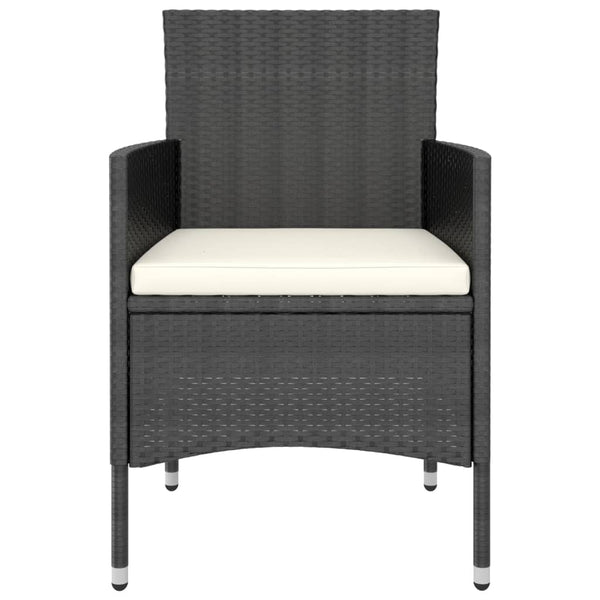 3-tlg. Garten-Essgruppe Poly Rattan und Hartglas Schwarz