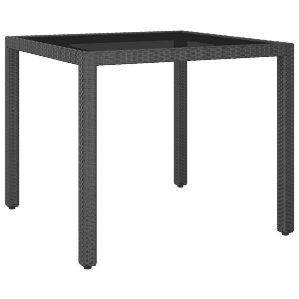 3-tlg. Garten-Essgruppe Poly Rattan und Hartglas Schwarz