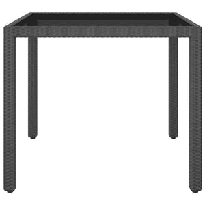 3-tlg. Garten-Essgruppe Poly Rattan und Hartglas Schwarz