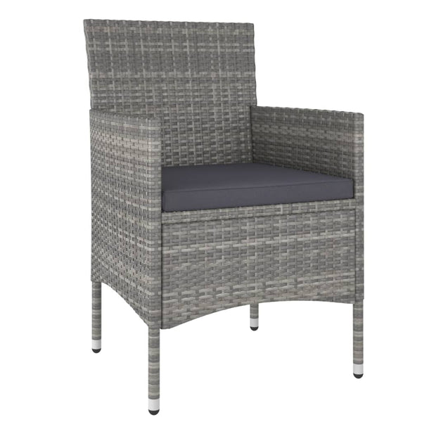 3-tlg. Garten-Essgruppe Poly Rattan und Hartglas Grau