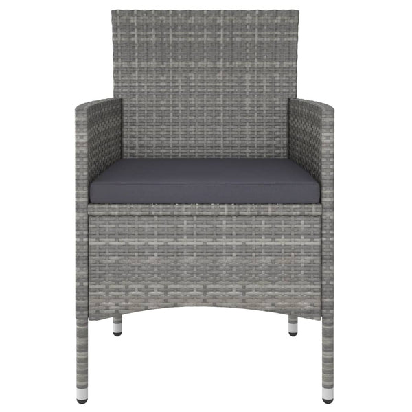 3-tlg. Garten-Essgruppe Poly Rattan und Hartglas Grau