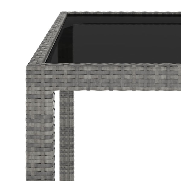 3-tlg. Garten-Essgruppe Poly Rattan und Hartglas Grau