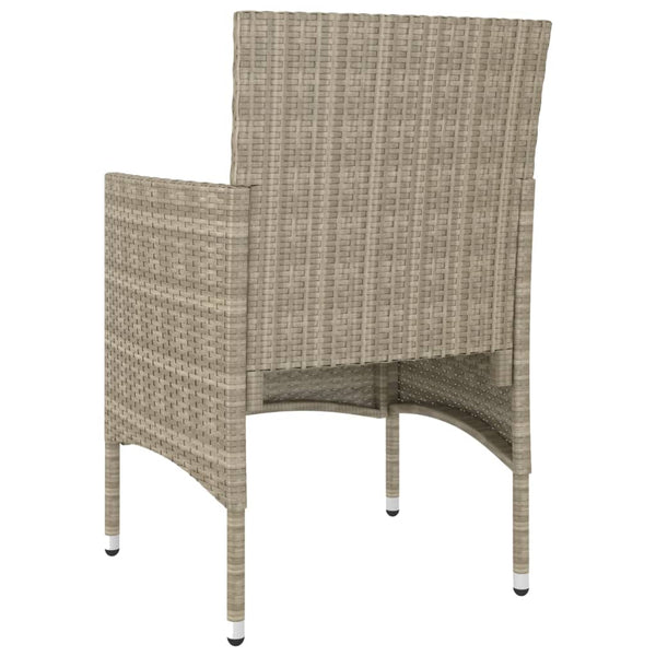 3-tlg. Garten-Essgruppe Poly Rattan und Hartglas Beige