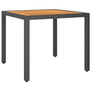 3-tlg. Garten-Essgruppe Poly Rattan & Massivholz Akazie Schwarz