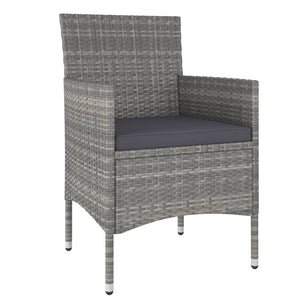 3-tlg. Garten-Essgruppe Poly Rattan & Massivholz Akazie Grau