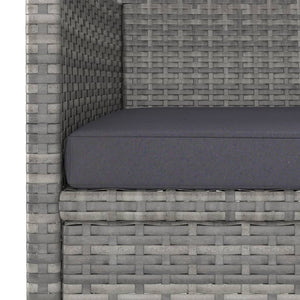 3-tlg. Garten-Essgruppe Poly Rattan & Massivholz Akazie Grau