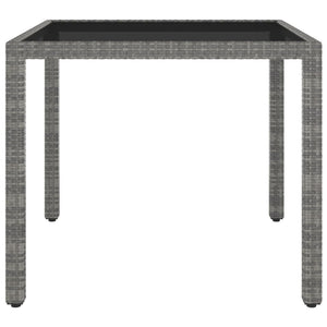 3-tlg. Garten-Essgruppe Poly Rattan und Hartglas Grau