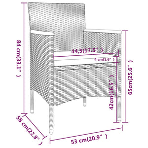 3-tlg. Garten-Essgruppe Poly Rattan und Hartglas Grau