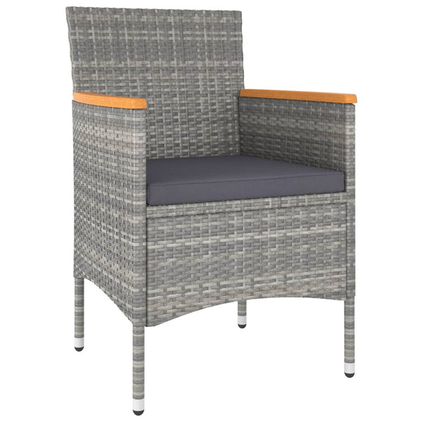 3-tlg. Garten-Essgruppe Poly Rattan & Massivholz Akazie Grau