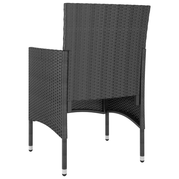 5-tlg. Garten-Essgruppe Poly Rattan und Hartglas Schwarz