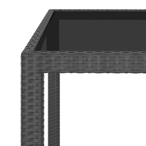 5-tlg. Garten-Essgruppe Poly Rattan und Hartglas Schwarz