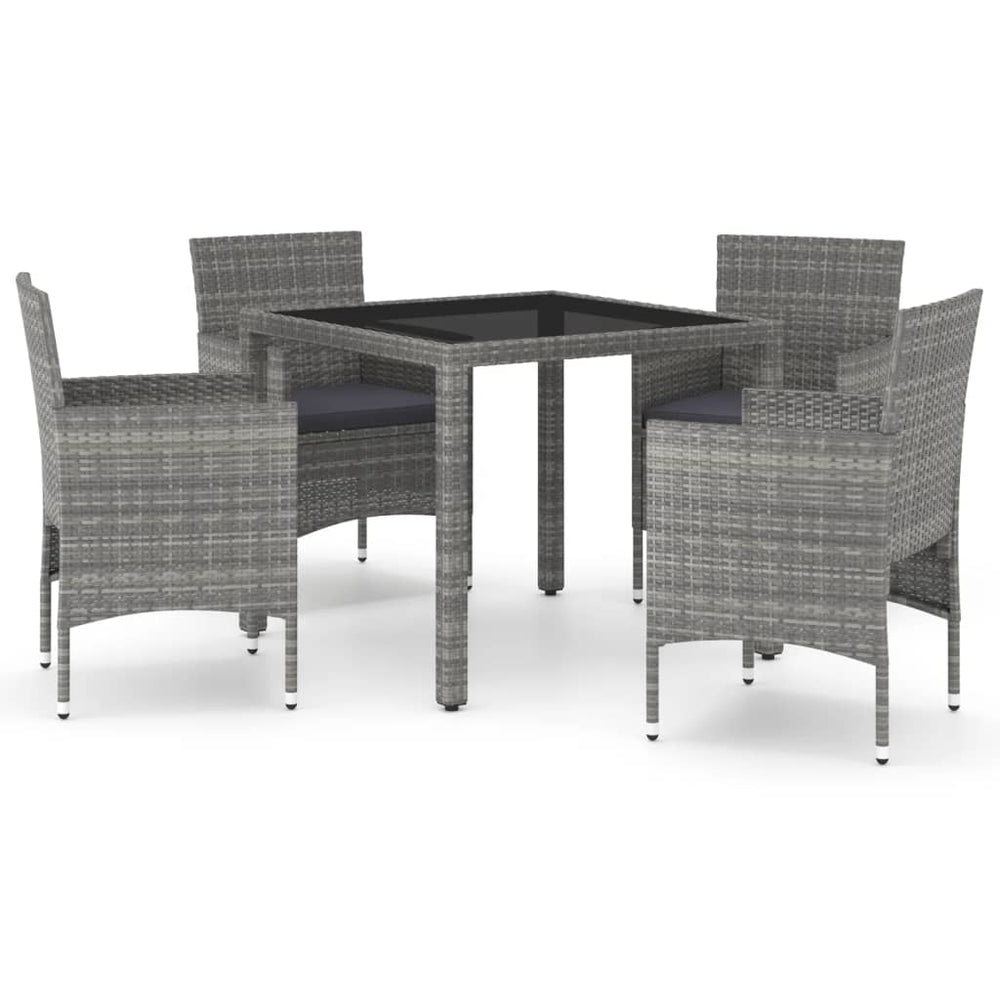 vidaXL Ensemble de salle à manger de jardin 5 pcs résine tressée et verre trempé gris