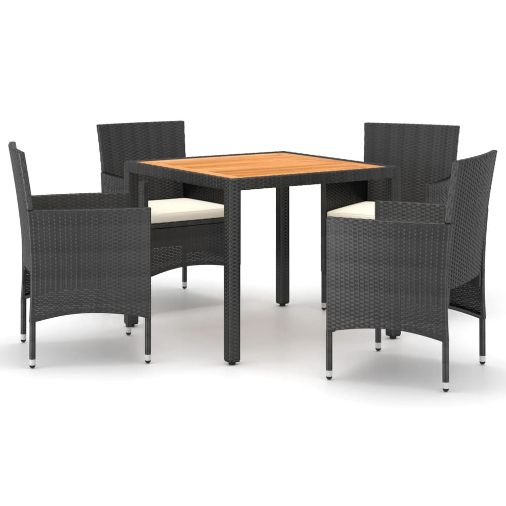 vidaXL Ensemble de salle à manger de jardin 5 pcs Résine tressée et bois d'acacia massif Noir
