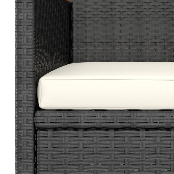 5-tlg. Garten-Essgruppe Poly Rattan und Hartglas Schwarz