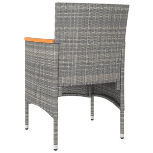 5-tlg. Garten-Essgruppe Poly Rattan und Hartglas Grau