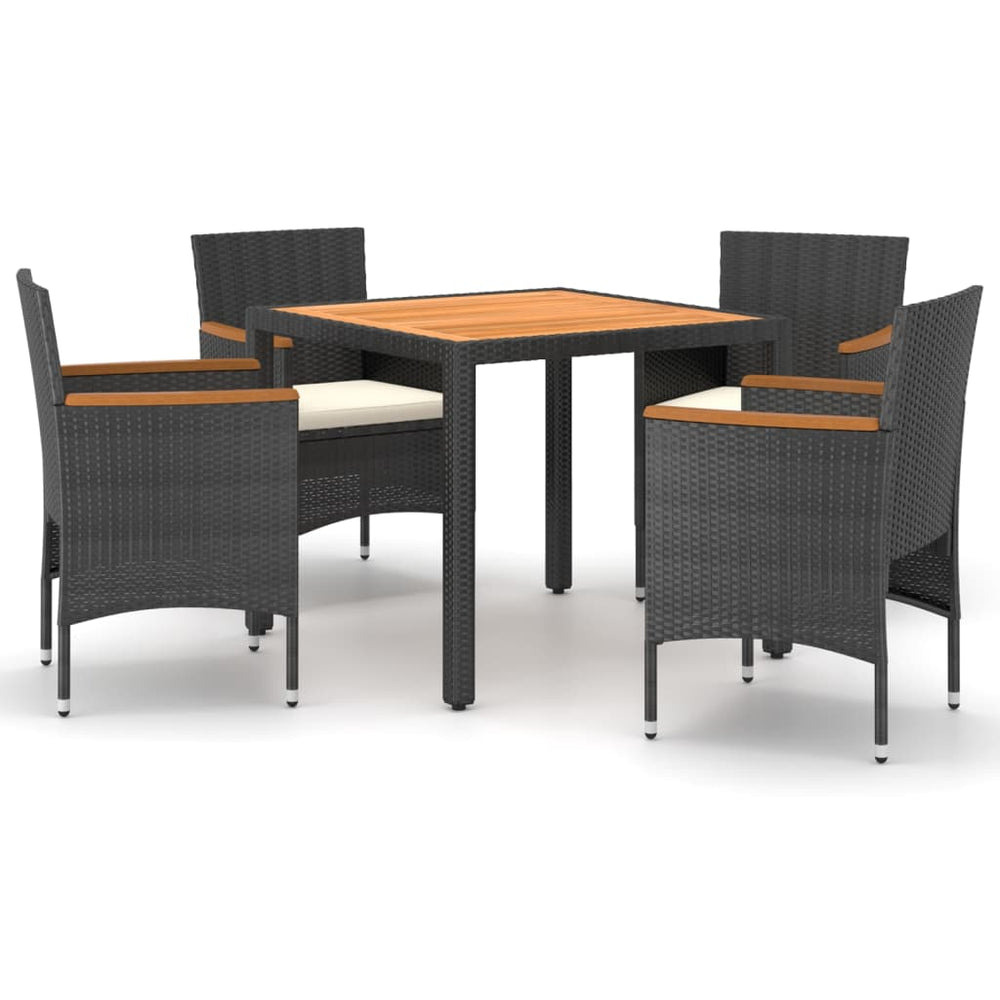 vidaXL Ensemble de salle à manger de jardin 5 pcs Résine tressée et bois d'acacia massif Noir