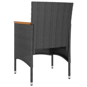 5-tlg. Garten-Essgruppe Poly Rattan & Massivholz Akazie Schwarz