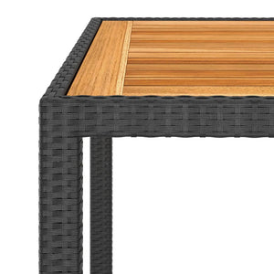 5-tlg. Garten-Essgruppe Poly Rattan & Massivholz Akazie Schwarz