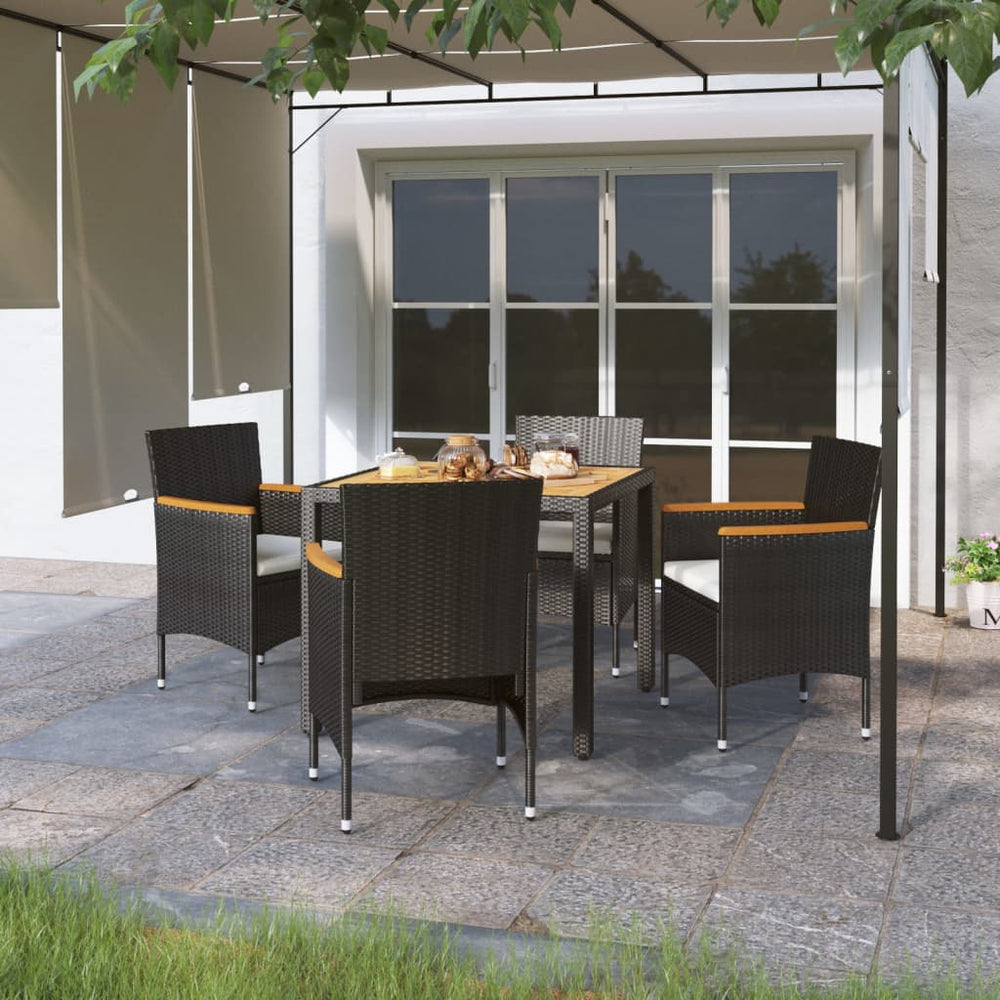 vidaXL Ensemble de salle à manger de jardin 5 pcs Résine tressée et bois d'acacia massif Noir