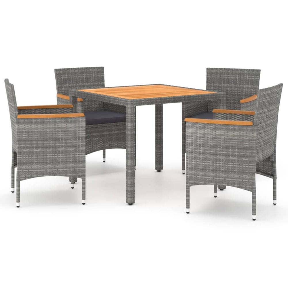 vidaXL Salle à manger de jardin 5 pcs Résine tressée et bois d'acacia massif Gris