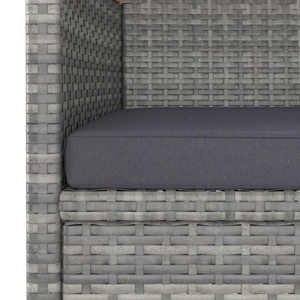 5-tlg. Garten-Essgruppe Poly Rattan & Massivholz Akazie Grau