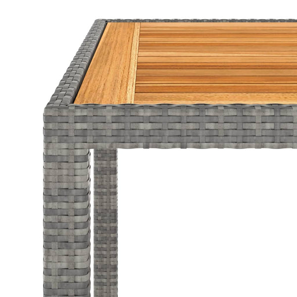 5-tlg. Garten-Essgruppe Poly Rattan & Massivholz Akazie Grau
