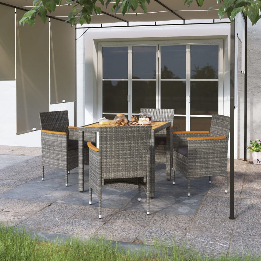 vidaXL Salle à manger de jardin 5 pcs Résine tressée et bois d'acacia massif Gris