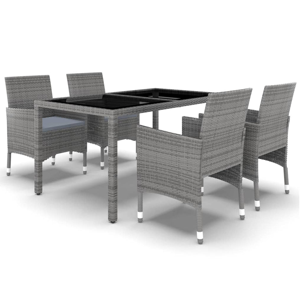 vidaXL Ensemble de salle à manger de jardin 5 pcs résine tressée et verre trempé gris