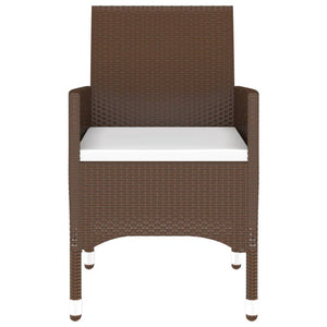 5-tlg. Garten-Essgruppe Poly Rattan und Hartglas Braun