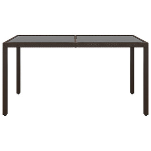 5-tlg. Garten-Essgruppe Poly Rattan und Hartglas Braun
