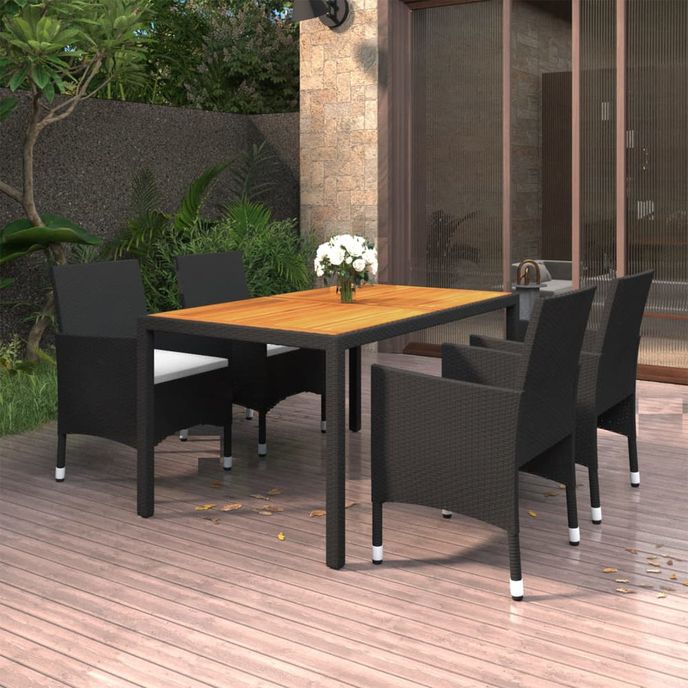 vidaXL Salon de jardin 5 pcs résine tressée Noir