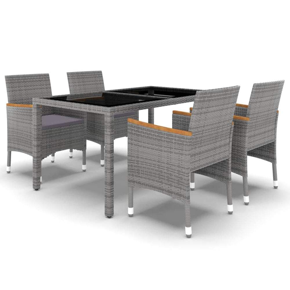 vidaXL Ensemble de salle à manger de jardin 5 pcs résine tressée et verre trempé gris