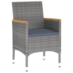 5-tlg. Garten-Essgruppe Poly Rattan und Hartglas Grau