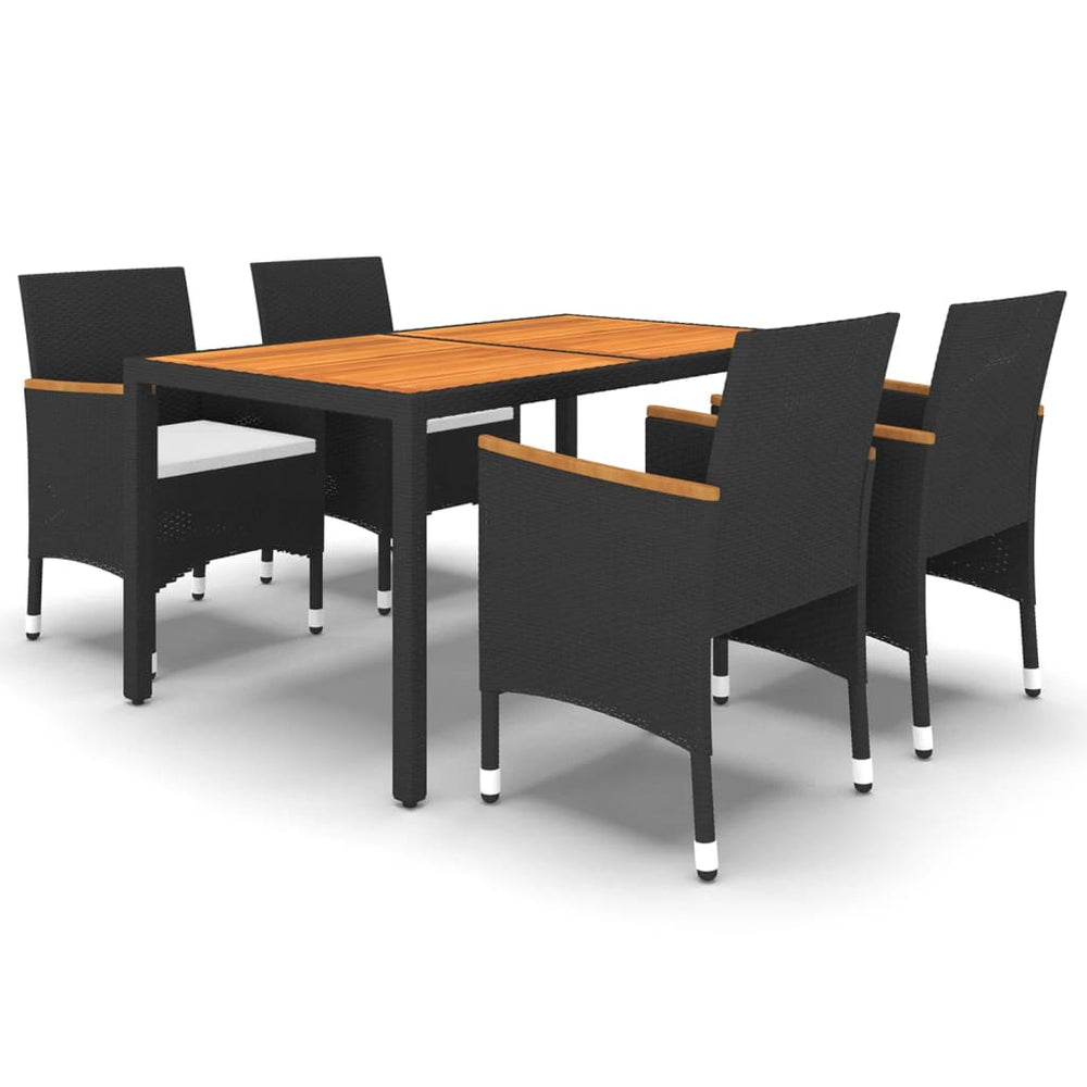 vidaXL Salon de jardin 5 pcs résine tressée Noir