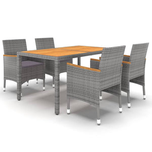 5-tlg. Garten-Essgruppe Poly Rattan Grau