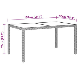 7-tlg. Garten-Essgruppe Poly Rattan und Hartglas Schwarz