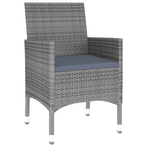 7-tlg. Garten-Essgruppe Poly Rattan und Hartglas Grau