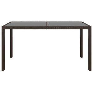 7-tlg. Garten-Essgruppe Poly Rattan und Hartglas Braun