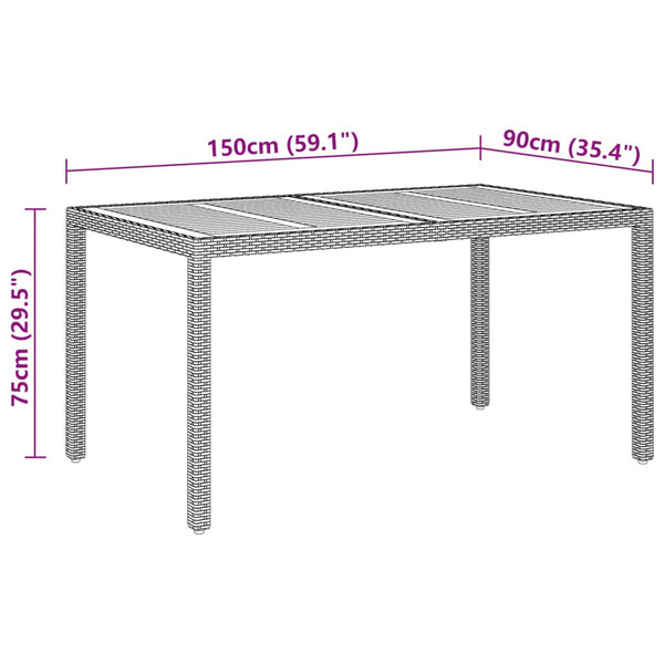 7-tlg. Garten-Essgruppe Poly Rattan Schwarz