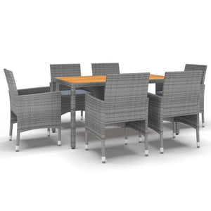 7-tlg. Garten-Essgruppe Poly Rattan Grau