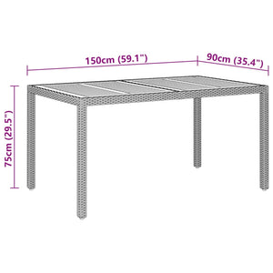 7-tlg. Garten-Essgruppe Poly Rattan Grau