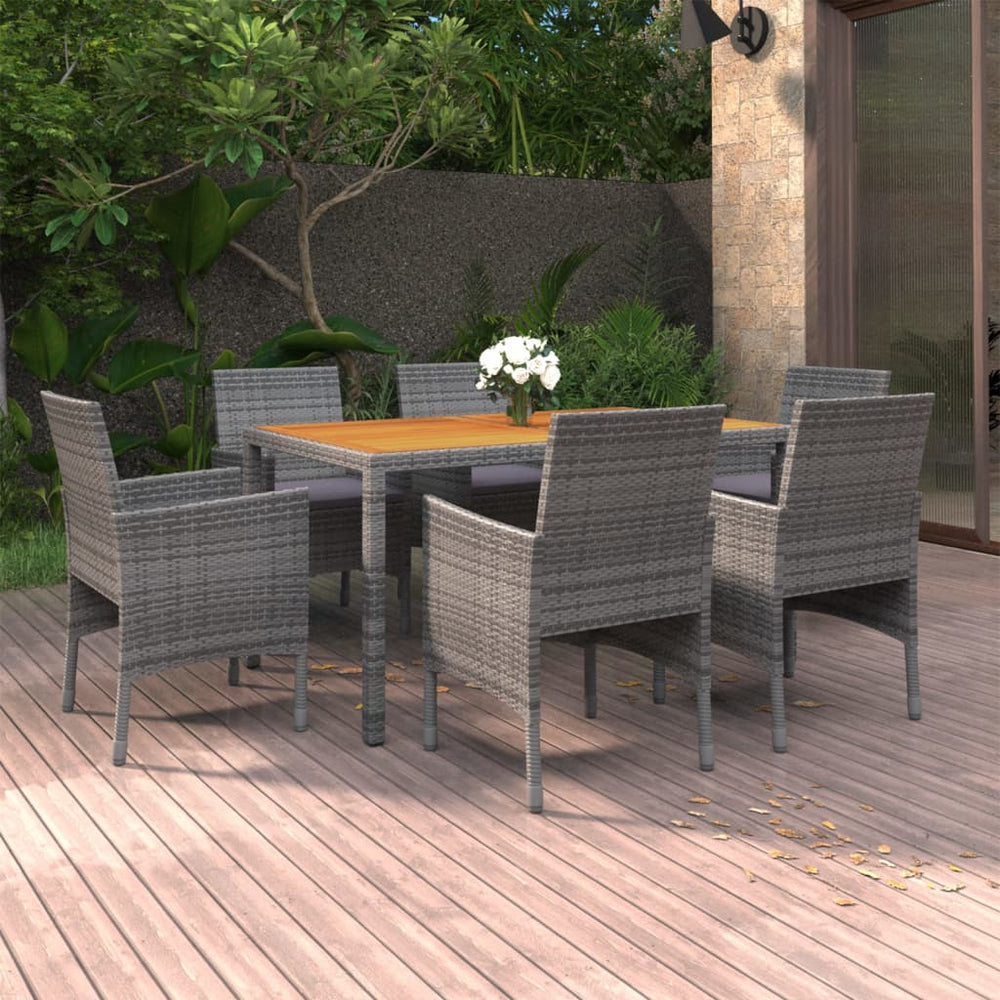 vidaXL Salon de jardin à dîner 7 pcs Résine tressée Gris
