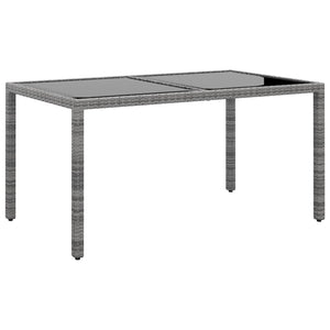 7-tlg. Garten-Essgruppe Poly Rattan und Hartglas Grau