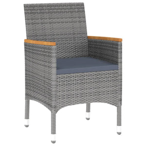 7-tlg. Garten-Essgruppe Poly Rattan Grau
