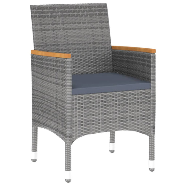 7-tlg. Garten-Essgruppe Poly Rattan Grau