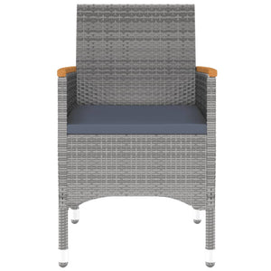 7-tlg. Garten-Essgruppe Poly Rattan Grau