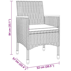 7-tlg. Garten-Essgruppe Poly Rattan Grau