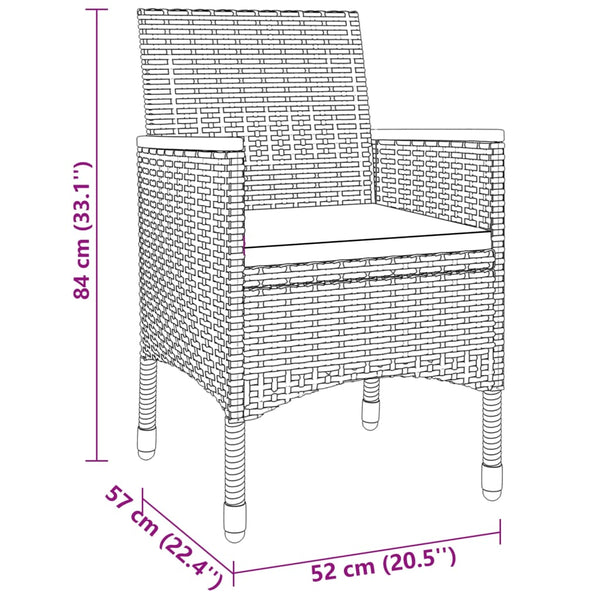 7-tlg. Garten-Essgruppe Poly Rattan Grau